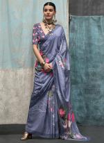 Pure Silk Crepe Blue Traditional Wear Printed Saree